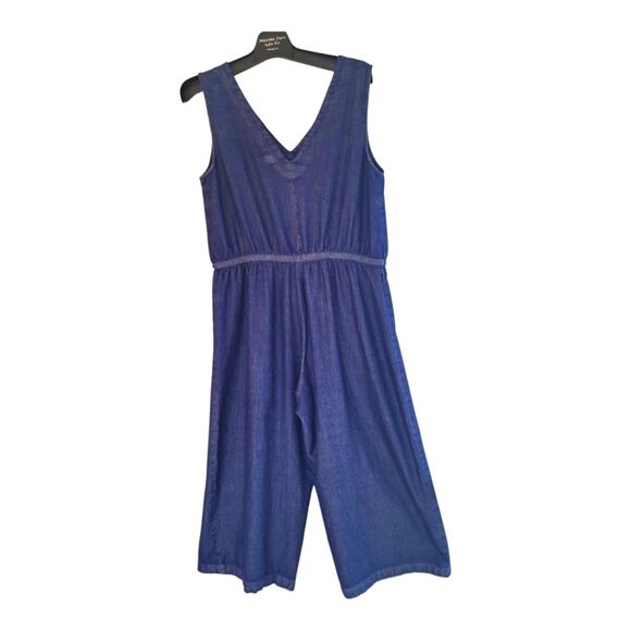 Waist Defined Utility Jumpsuit Old Navy Sleeveless Chambray V Neck Wide Leg L - Picture 5 of 16